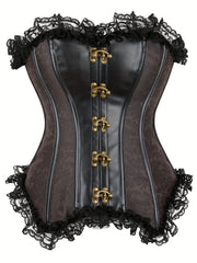 Strapless Corset Bustier Tummy Control Lace Up Jacquard Body Shaper