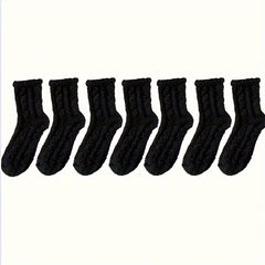 7 Pairs Fuzzy Socks Warm Mid Tube Stockings
