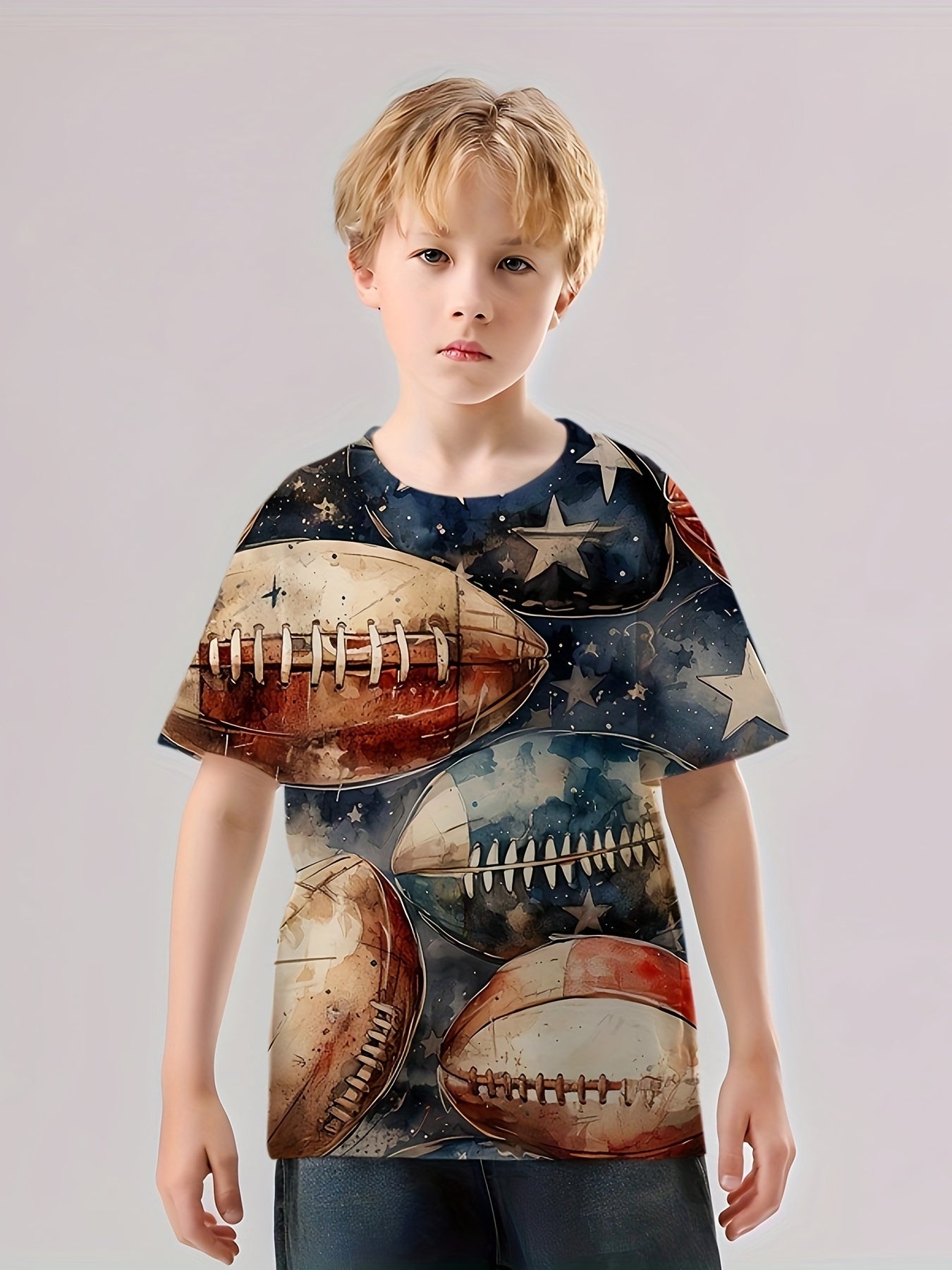 Vintage Rugby 3D Print T Shirt Boys Short Sleeve Casual Tee