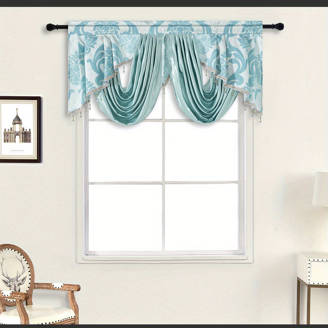 Retro Jacquard Valance Tassel Double Wave Curtain Head