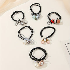 6pcs Faux Pearl Hair Tie Non Slip Scrunchie Ponytail Holder