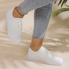 Women's Breathable Woven Sneakers Casual Lace Up Outdoor Shoes