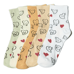 10 Pairs Heart Print Socks Soft & Comfy All Match Short Socks Women's Stockings
