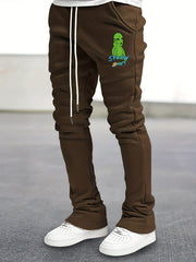 Men's Alien Pattern Drawstring Bell Bottom Pants