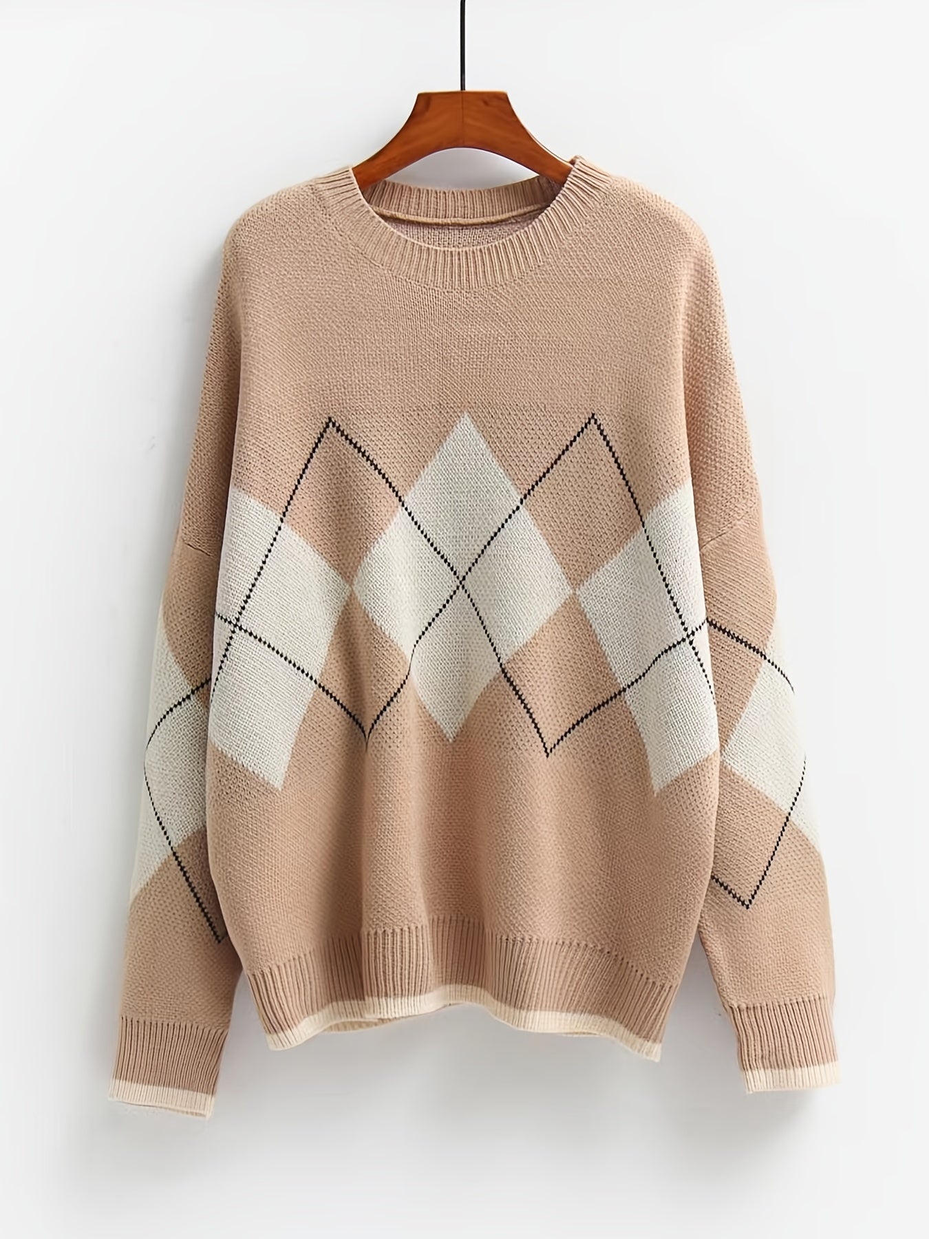  Argyle Pattern Round Neck Sweater Women's
