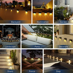 4pcs Solar Deck Lights Outdoor Waterproof Garden Balcony Villa Step Rail Lights
