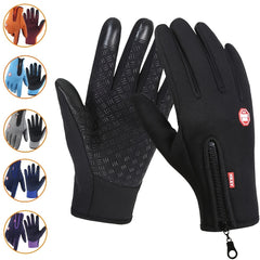 Winter Zipper Warm Gloves - Touch Screen Windproof Non Slip Gloves