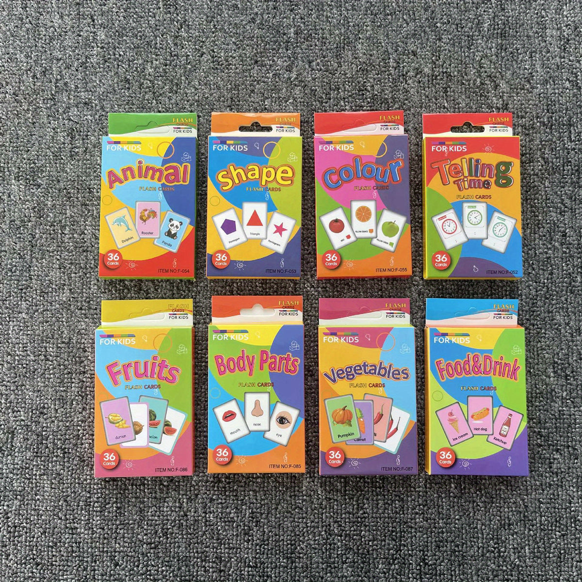 Colorful Word Recognition Flash Cards for Kids