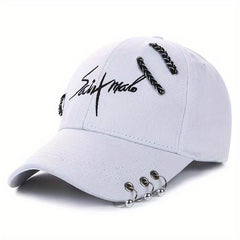 Hip Hop Couple Baseball Cap Embroidery Ring Decor Unisex Sun Hat