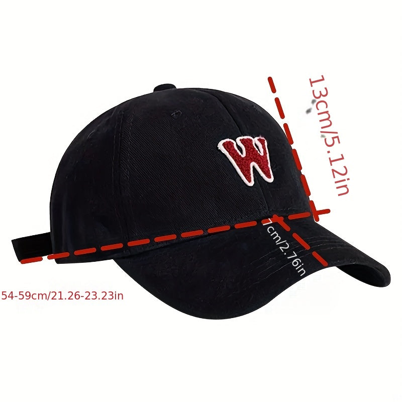 W Baseball Cap Solid Cotton Dad Hat Adjustable Sun Hat