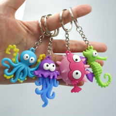 Men's Ocean Series Cartoon Octopus Sea Jellyfish Keychain