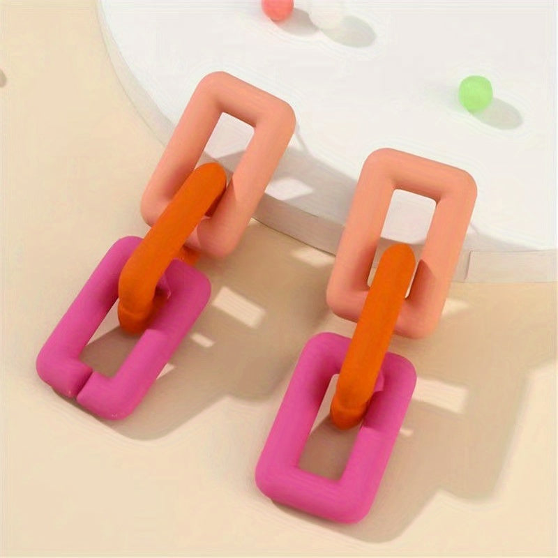 Colorful Chain Dangle Earrings Acrylic Jewelry Gift