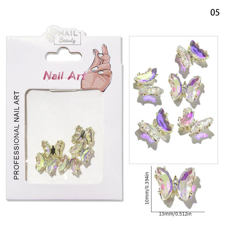Aurora Butterfly Nail Stickers with Rhinestone Jewels for Sparkling Manicure