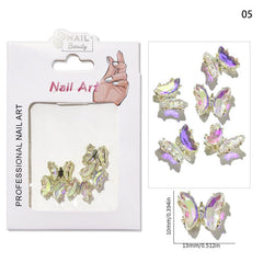 Aurora Butterfly Nail Stickers with Rhinestone Jewels for Sparkling Manicure