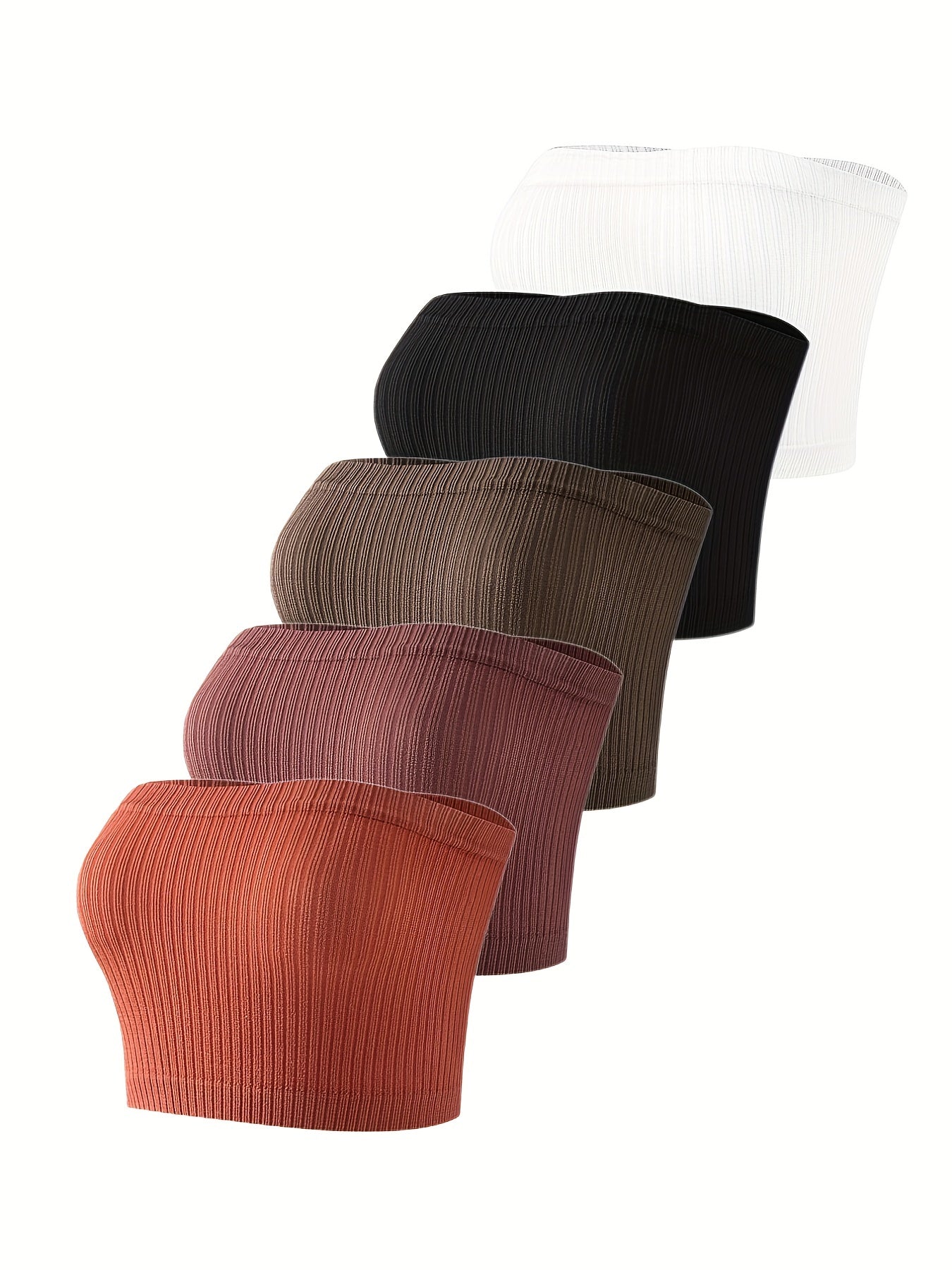 5pcs Strapless Bandeau Bras Seamless Wireless Everyday Bra Women's Lingerie