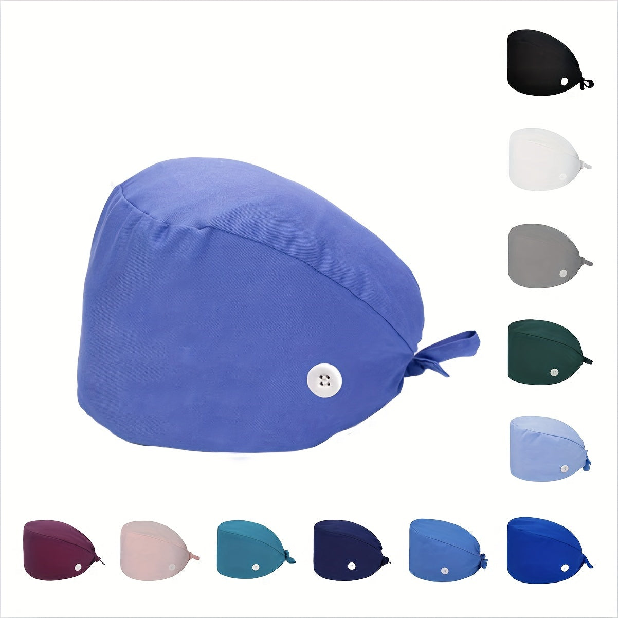 Solid Work Caps With Sweatband & Buttons Unisex Nurse Cap