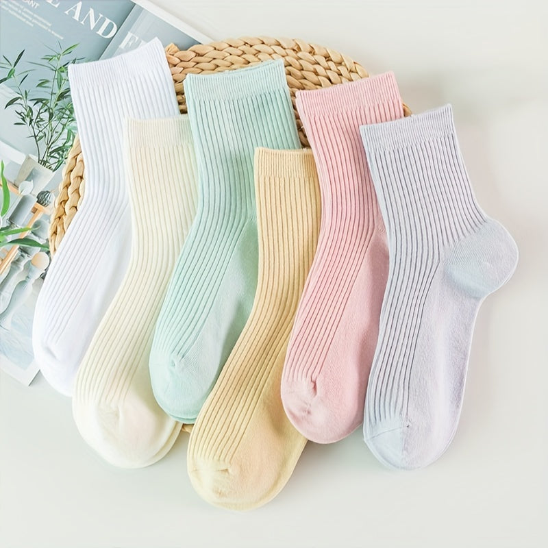 6 Pairs Ribbed Socks Breathable Women's Stockings
