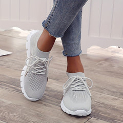 Women's Casual Knitted Sock Sneakers Lace Up Running Tennis Jogging Shoes