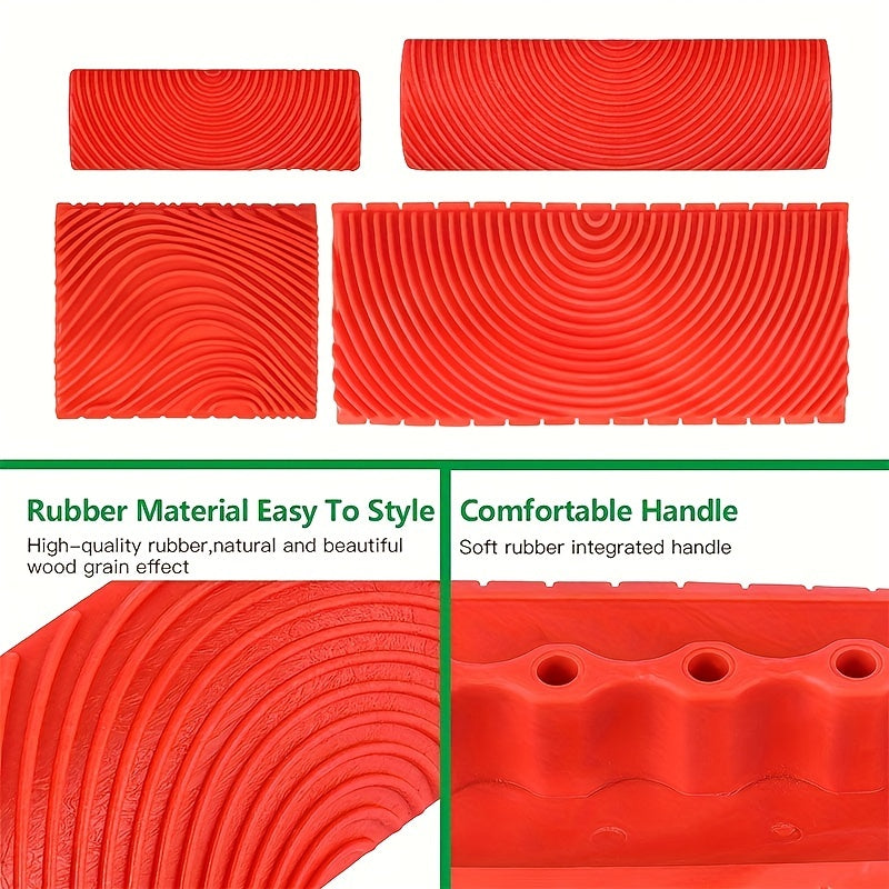 2pcs Rubber Wood Grain Rolling Brush Paint Tool