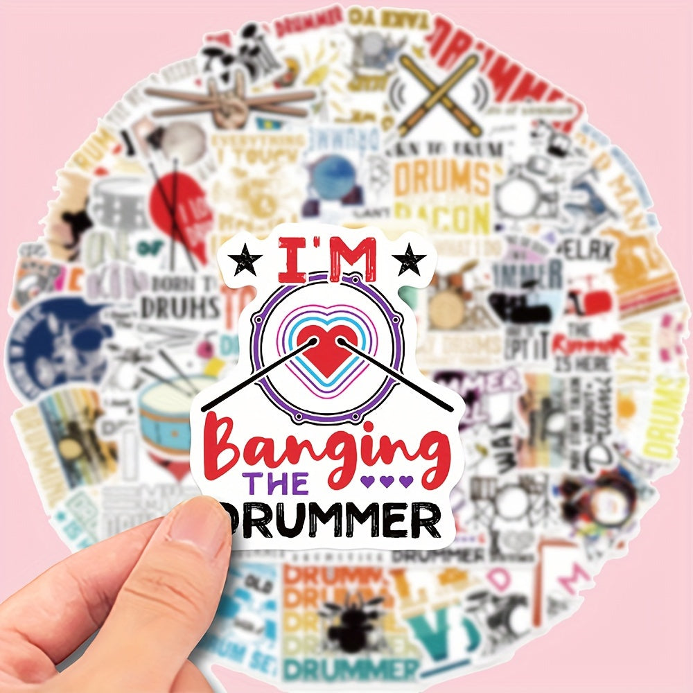 50pcs Rock Music Drum Waterproof Graffiti Stickers for Christmas Gift