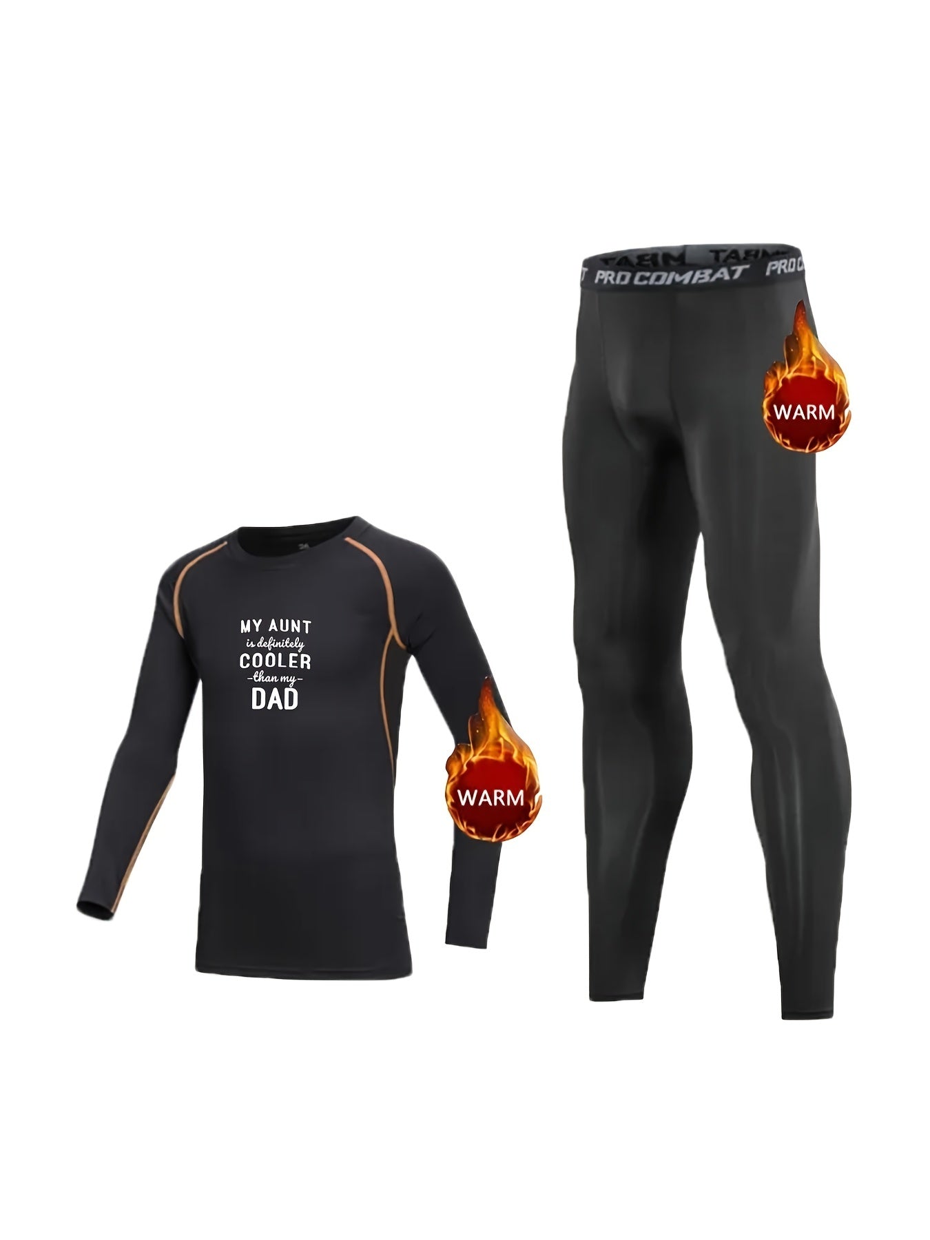 2pcs Toddler Fleece Compression Sets COOLER THAN DAD Print