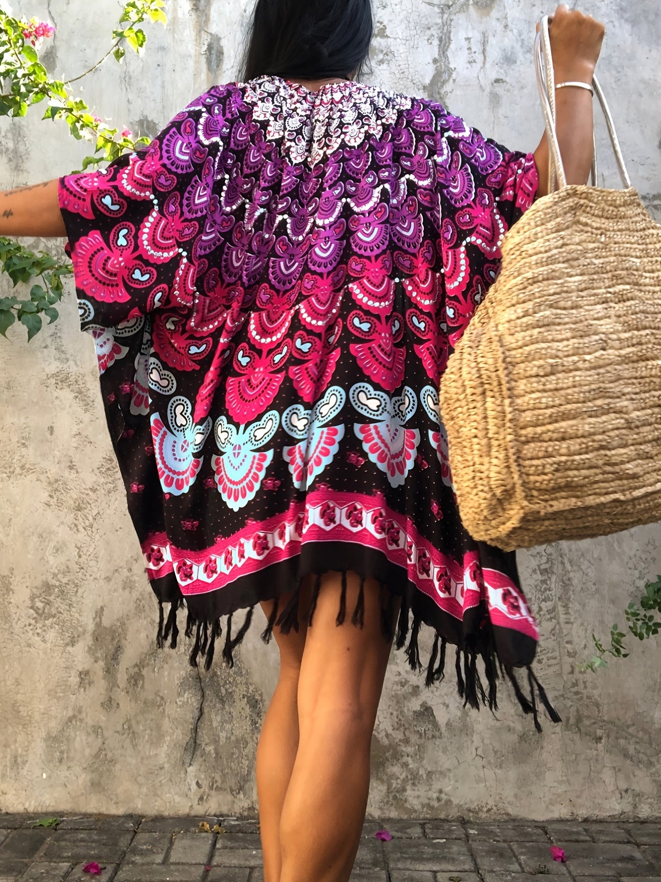 Chiffon Cardigan Blouse with Tassel Decor