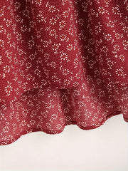  Ditsy Print Short Sleeve Blouse