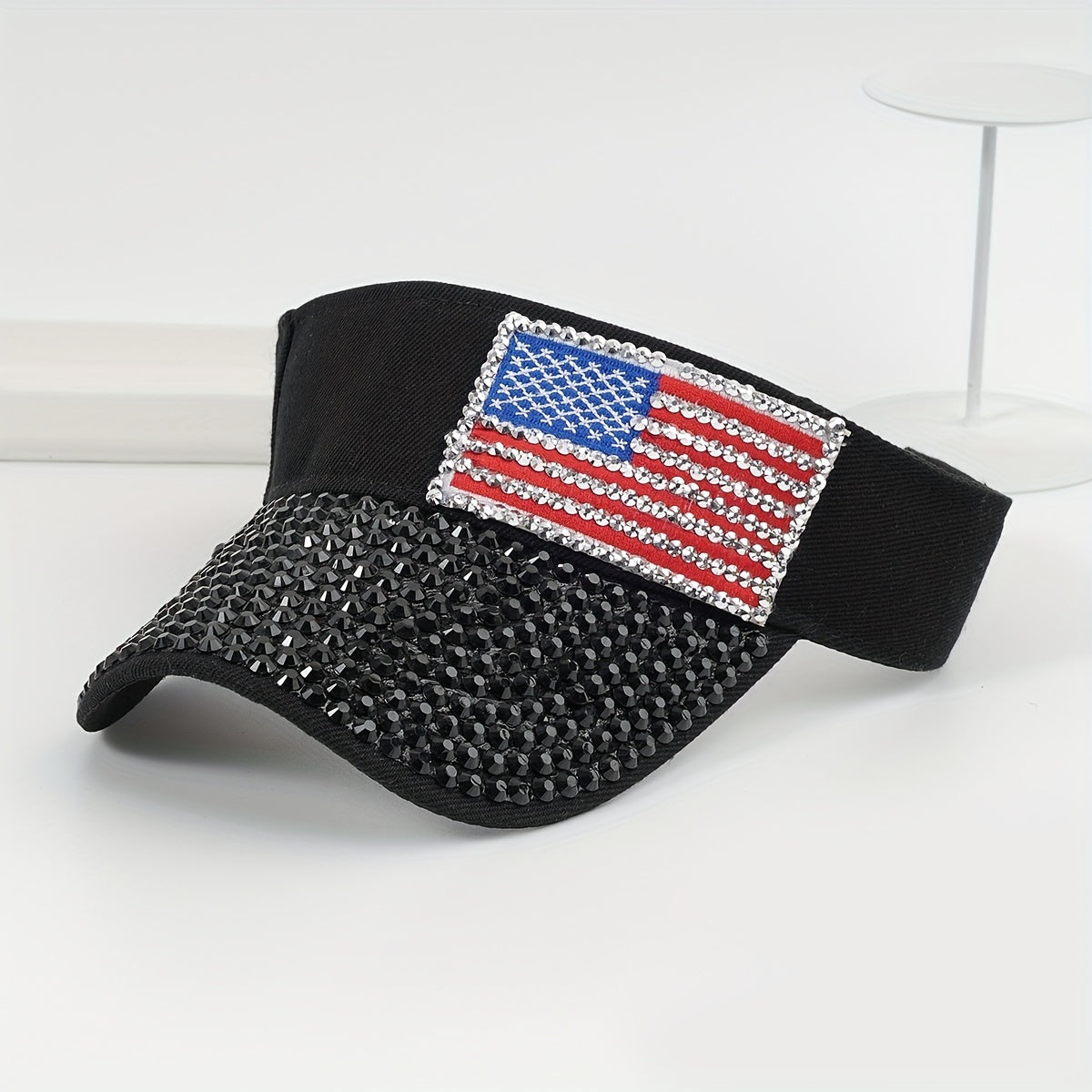 Rhinestone Visor Hat Flag Patch Sun Hat Baseball Cap
