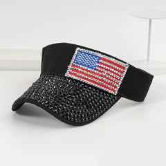 Rhinestone Visor Hat Flag Patch Sun Hat Baseball Cap
