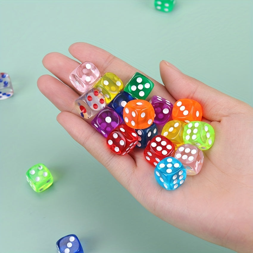 10 Transparent Dice Colored Game 6-sided 14mm for Children & Adults