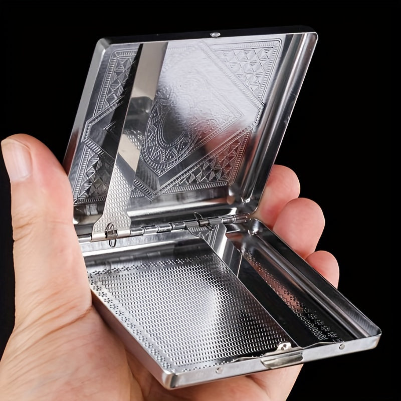 Men's 20 Pack Steel Cigarette Case, Stress Resistant, Silver Gray