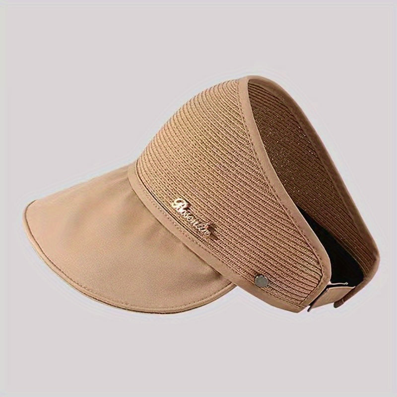 Backless Ponytail Visor Hat Wide Brim UV Protection Sun Hat