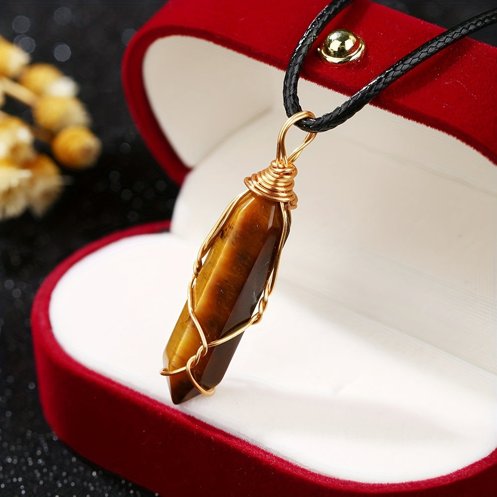 12 Colors Hexagon Pendant Necklace Crystal Lucky Stone Graduation Gift