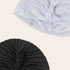 2pcs Turban Cap BowKnot Pleated Head Wraps Elastic Ramadan Head Scarf