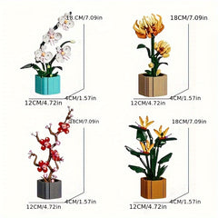 Flower Building Block Set with Vase - Ideal Home Decoration Gift