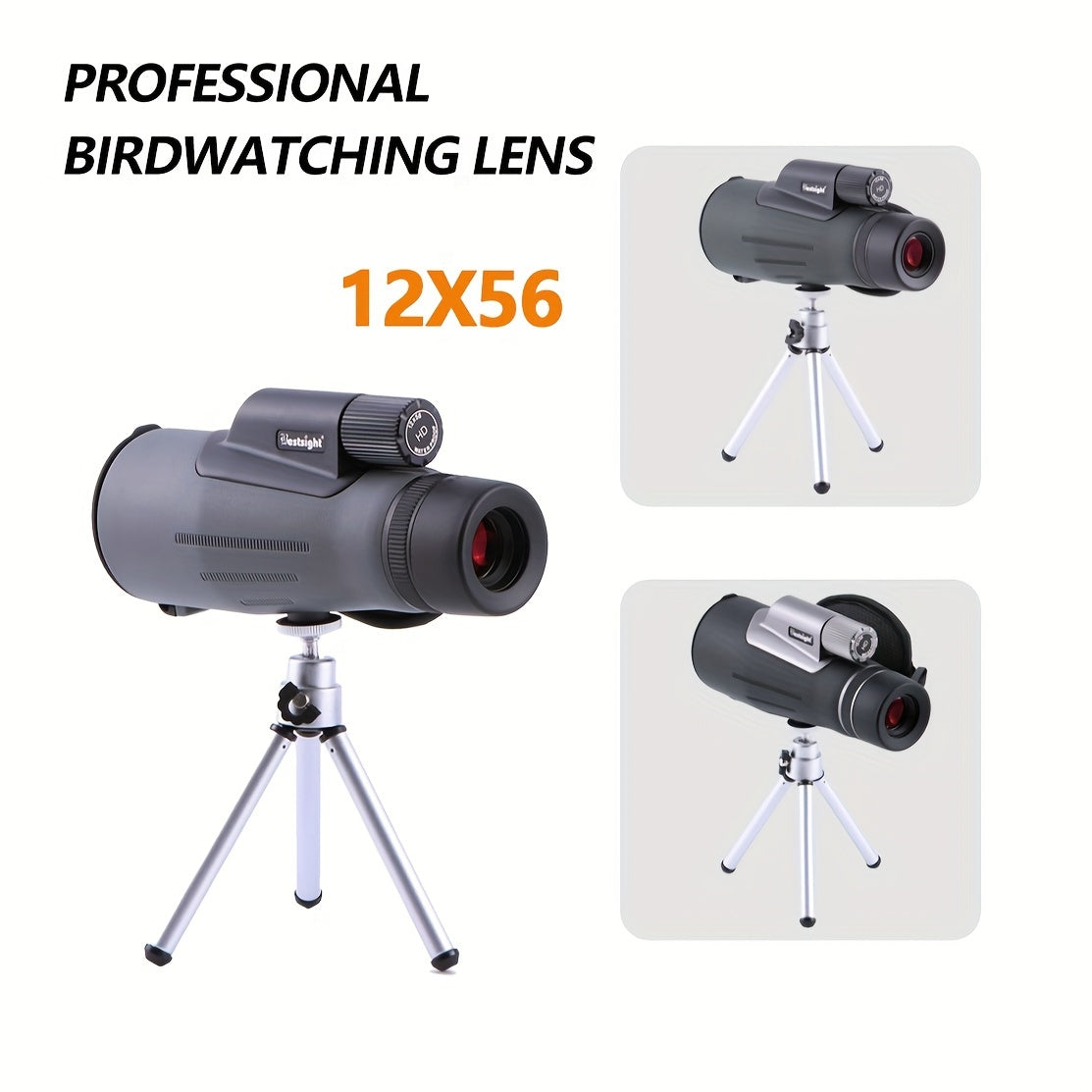 12x56 Monocular Telescope with Tripod for Adults - High Power HD Monocular