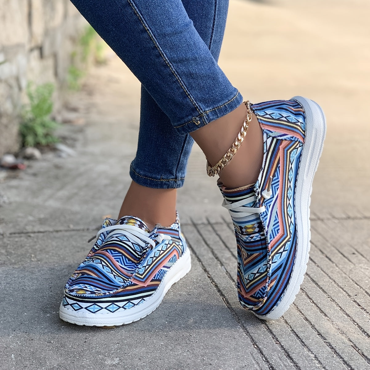Ethnic Pattern Lightweight Slip On Loafers Shoes Soft Comfortable Boat Shoes