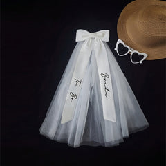 Personalized Bridal Bow Veil with Name Ribbon