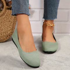 Women's Striped Pattern Flat Shoes Casual Slip On Lightweight Dress Shoes
