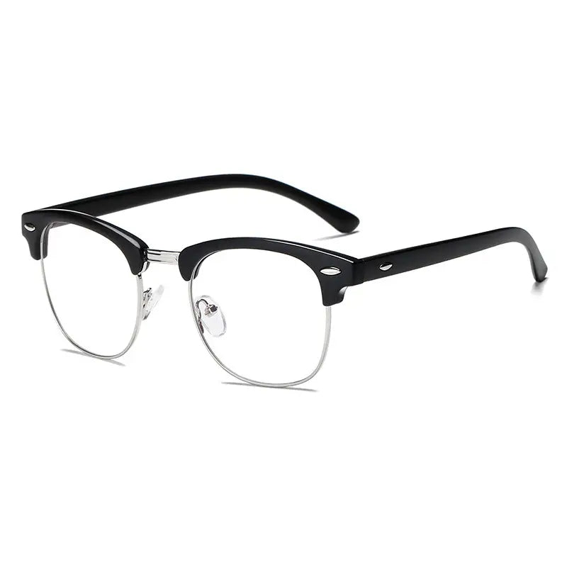 Semi Rimless Rectangle Glasses Frame for Men Women