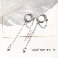 Hip Hop Cubic Zirconia Buckle Ring with Tassel Chain
