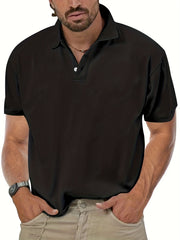 Breathable Solid Golf Polo Shirt Men's Casual V Neck T Shirt Short Sleeve