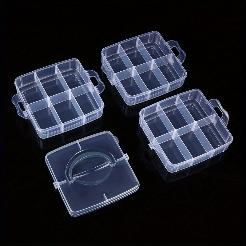3-Layer Portable Storage Box 18 Grid Clear Plastic Organizer Tool Toy Stackable
