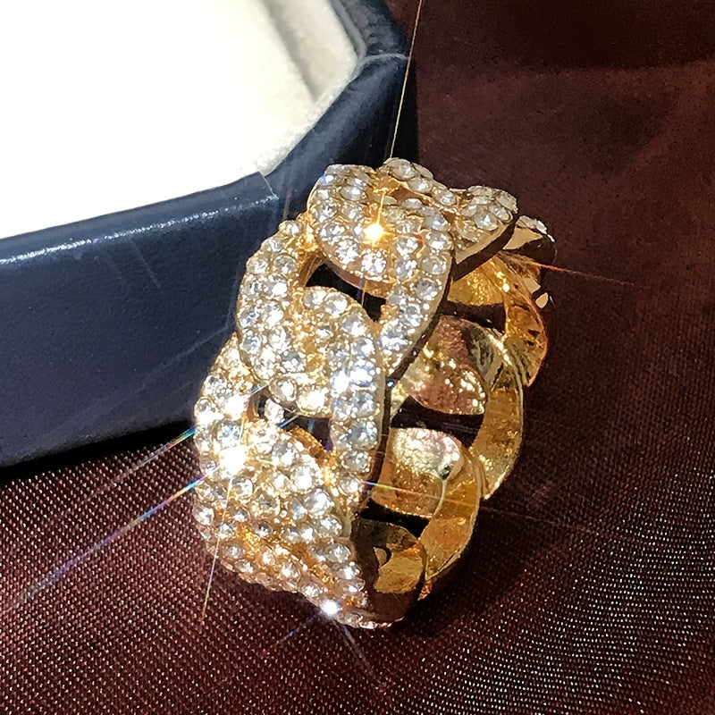 Zircon Inlaid Chain Ring For Men