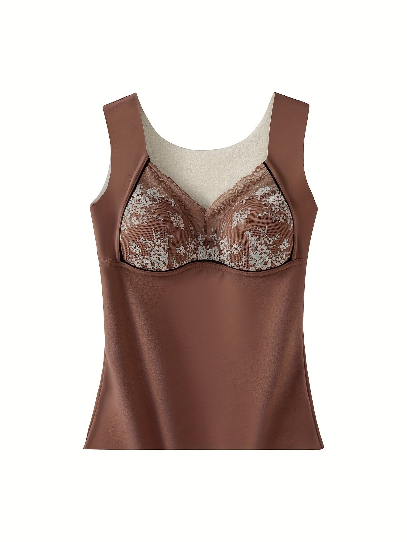 Floral Lace Trim Padded Tank Top