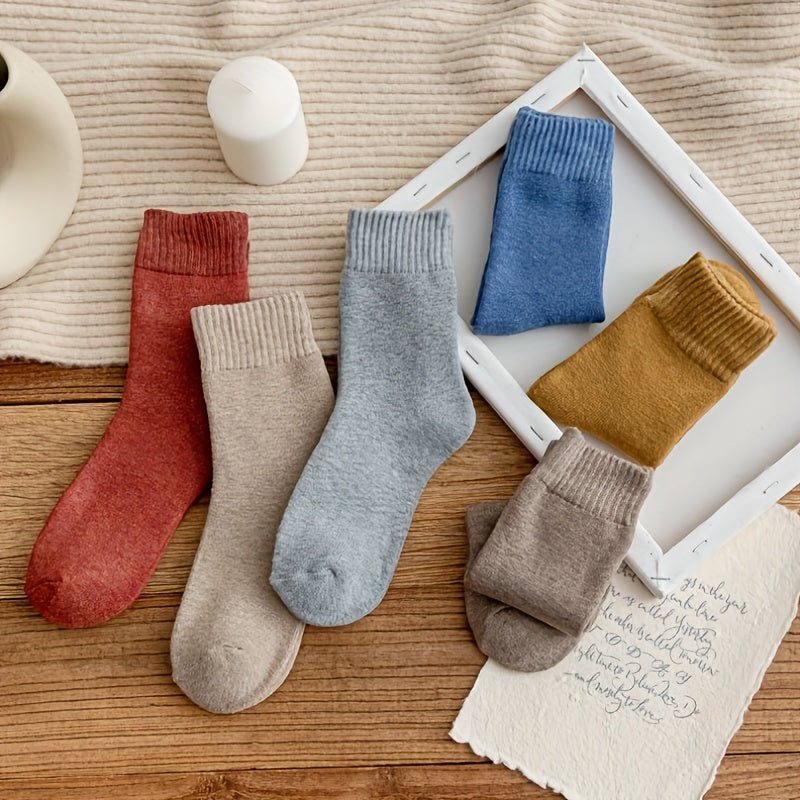 6 Pairs Comfy & Warm Solid Socks for Women