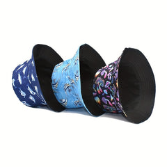 Cartoon Pattern Print Bucket Hat Lightweight Mushroom Whale Sun Hat