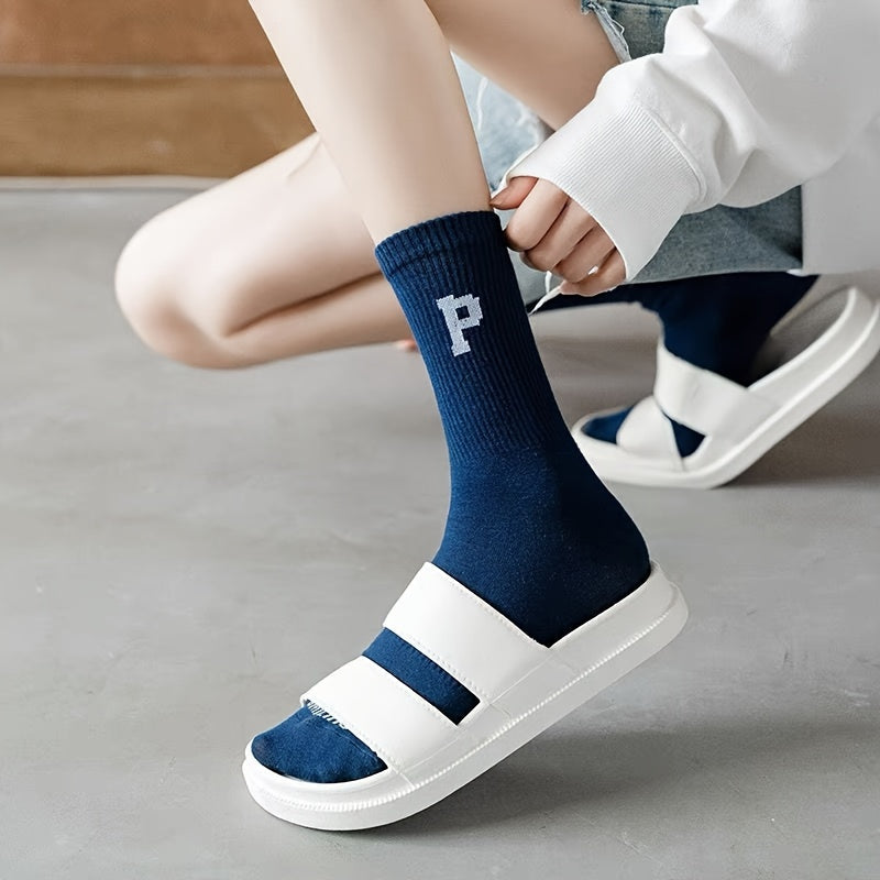 Women's Letter Print Mid Tube Socks