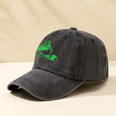 Crocodile Embroidery Baseball Cap Washed Distressed Dad Hat