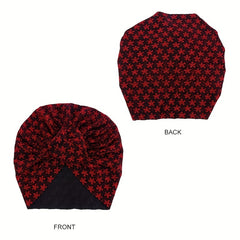 Glitter Flower Jacquard Turban Cap Solid Knotted Hijab Head Wraps